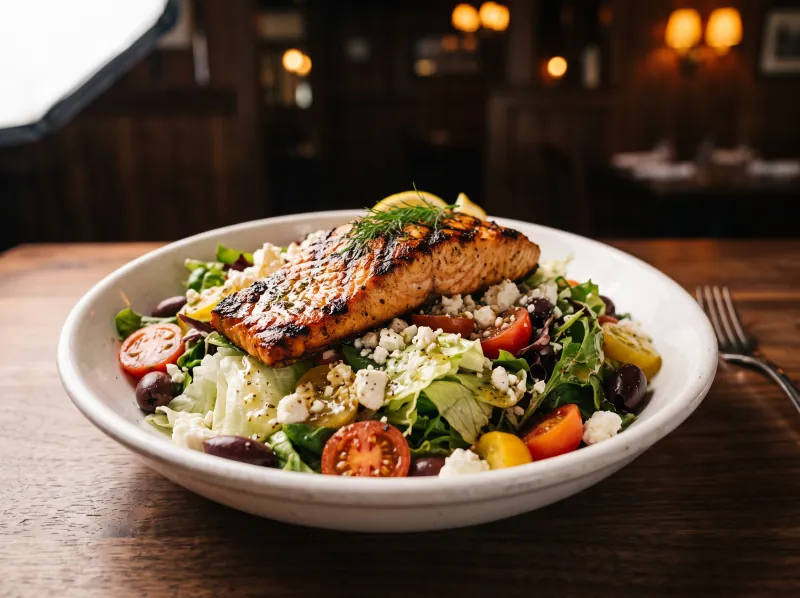 Salmon Salad at Steamers Stonewall Tavern