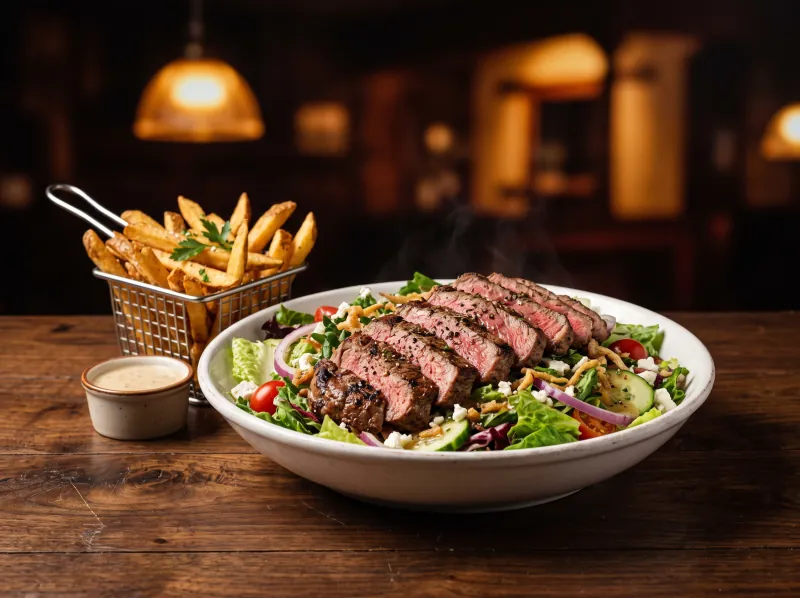 Steak Salad at Steamers Stonewall Tavern
