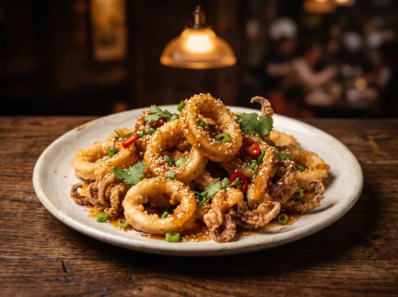 Sesame Thai Calamari at Steamers Stonewall Tavern