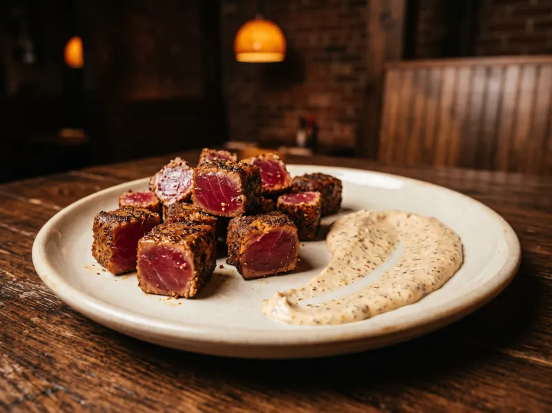 Blackened Tuna Bites at Steamers Stonewall Tavern