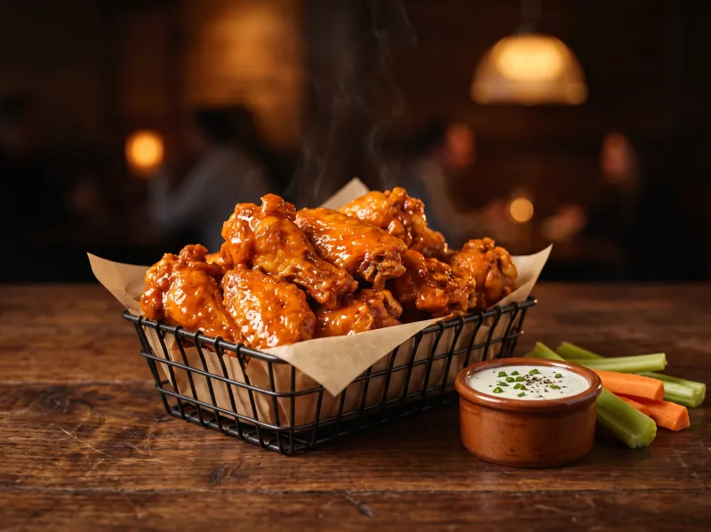 Fresh Buffalo Wings at Steamers Stonewall Tavern