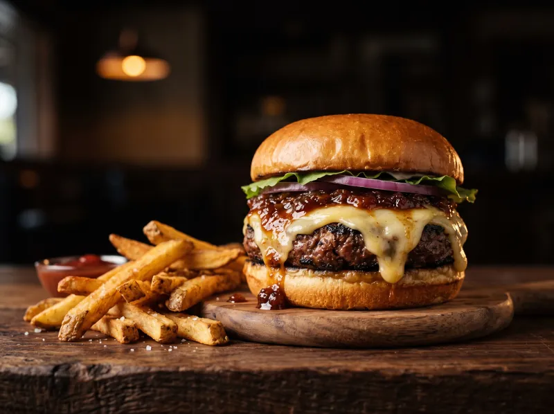 Bacon Jam Burger at Steamers Stonewall Tavern