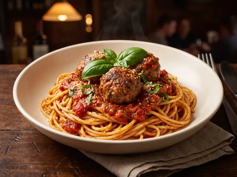 Spaghetti & Meatballs at Steamers Stonewall Tavern