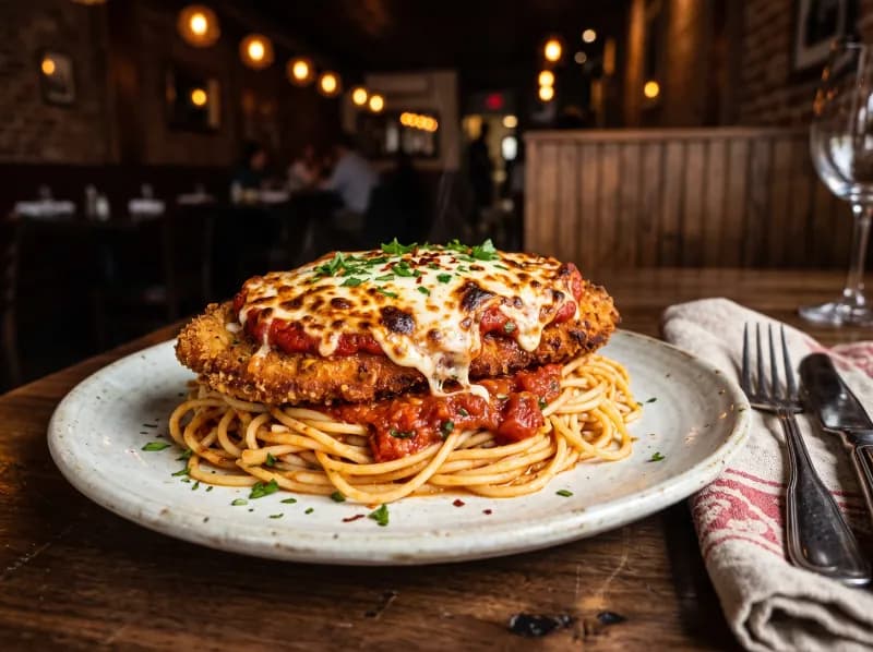Chicken Parmesan at Steamers Stonewall Tavern