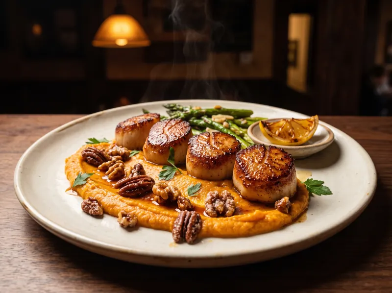 Sweet Potato Scallops at Steamers Stonewall Tavern