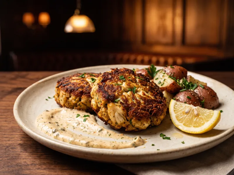 Crab Cakes at Steamers Stonewall Tavern
