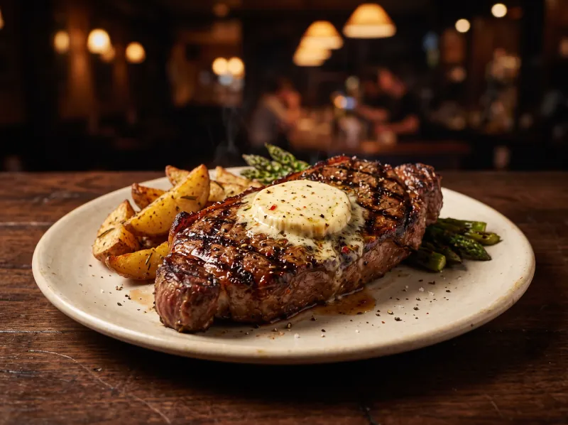 Boursin NY Strip at Steamers Stonewall Tavern