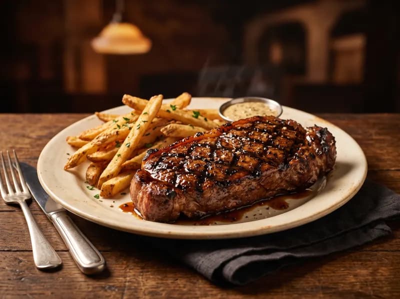 Dijon Bourbon NY Strip at Steamers Stonewall Tavern